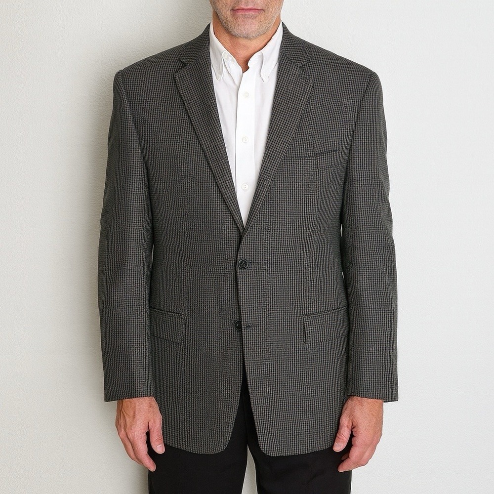 Lauren Ralph Lauren Mens 46L Wool Blazer Brown Houndstooth Sport Coat 2-Button